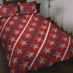 USA Patriotic Star Pattern Print Quilt Bed Set