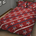 USA Patriotic Star Pattern Print Quilt Bed Set