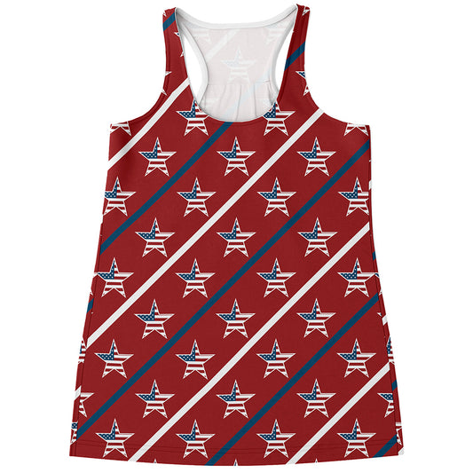 USA Patriotic Star Pattern Print Women's Racerback Tank Top