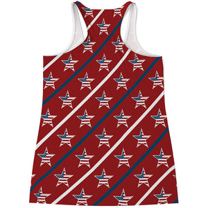USA Patriotic Star Pattern Print Women's Racerback Tank Top