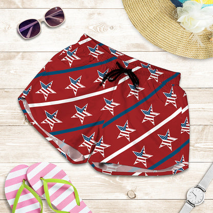 USA Patriotic Star Pattern Print Women's Shorts