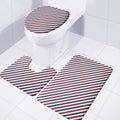 USA Patriotic Striped Pattern Print 3 Piece Bath Mat Set