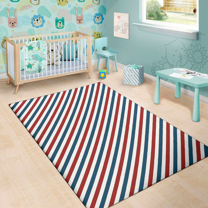 USA Patriotic Striped Pattern Print Area Rug