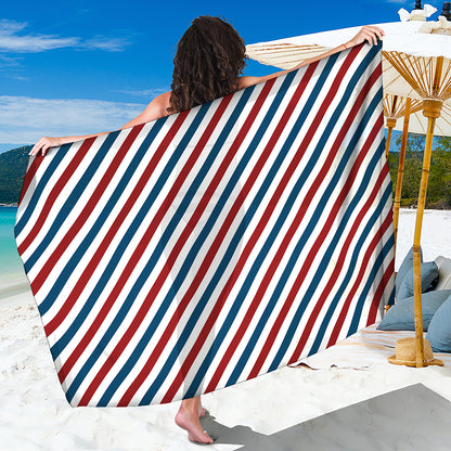 USA Patriotic Striped Pattern Print Beach Sarong Wrap