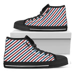 USA Patriotic Striped Pattern Print Black High Top Shoes