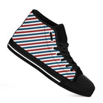 USA Patriotic Striped Pattern Print Black High Top Shoes