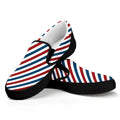 USA Patriotic Striped Pattern Print Black Slip On Sneakers