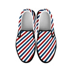 USA Patriotic Striped Pattern Print Black Slip On Shoes