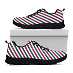USA Patriotic Striped Pattern Print Black Sneakers