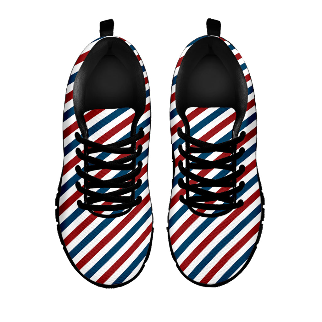 USA Patriotic Striped Pattern Print Black Sneakers