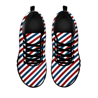 USA Patriotic Striped Pattern Print Black Sneakers