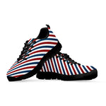 USA Patriotic Striped Pattern Print Black Sneakers