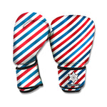 USA Patriotic Striped Pattern Print Boxing Gloves