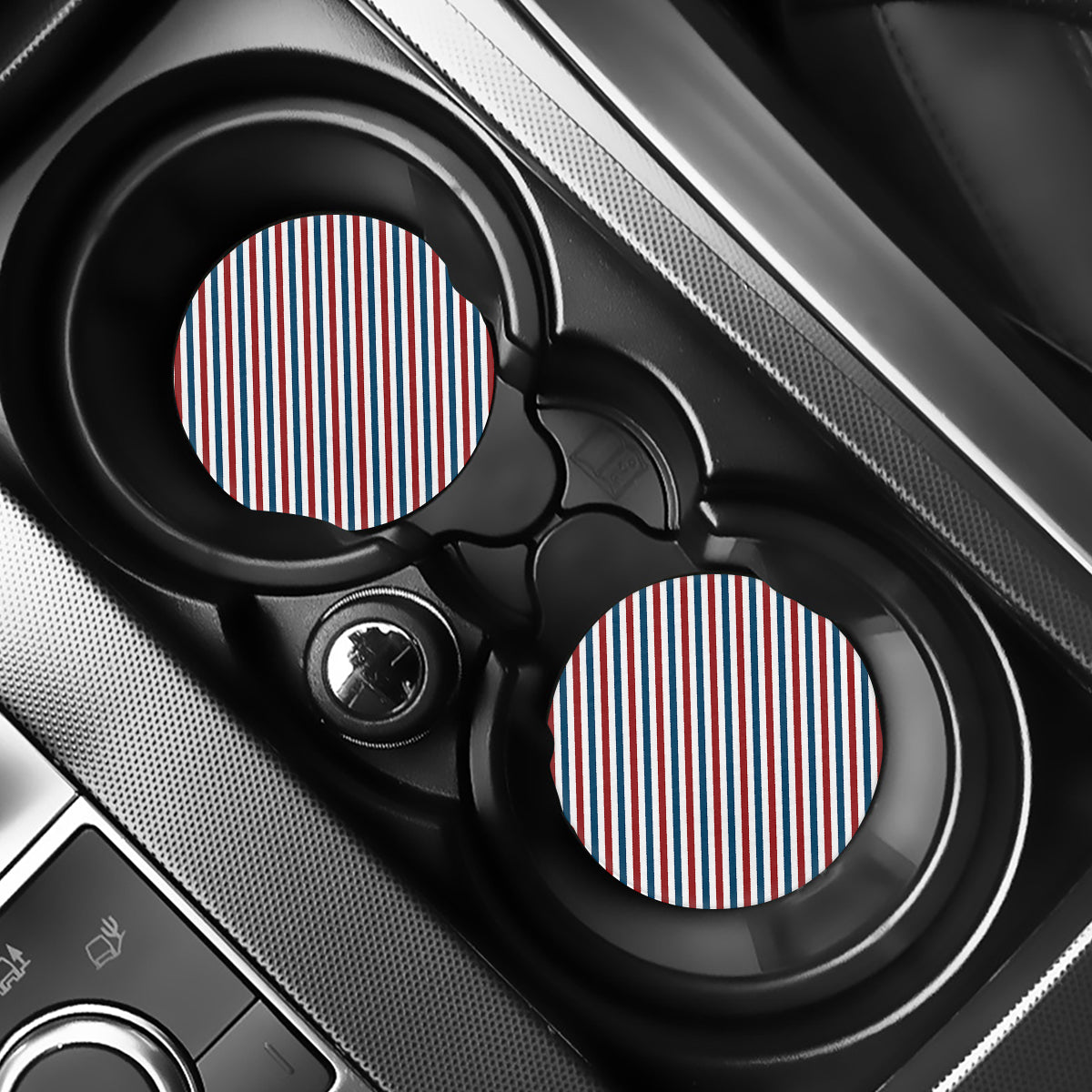 USA Patriotic Striped Pattern Print Car Coasters