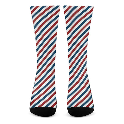 USA Patriotic Striped Pattern Print Crew Socks