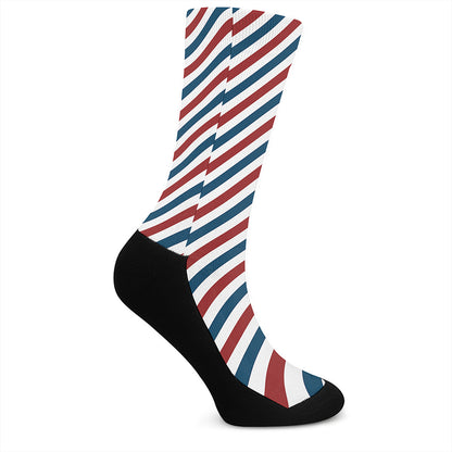USA Patriotic Striped Pattern Print Crew Socks