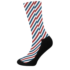 USA Patriotic Striped Pattern Print Crew Socks