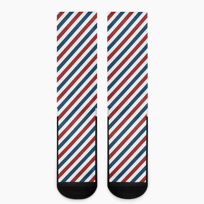 USA Patriotic Striped Pattern Print Crew Socks