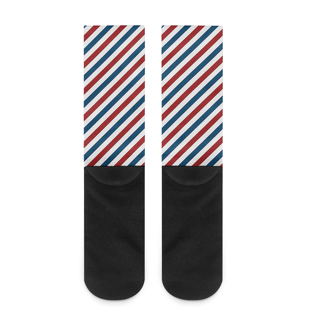 USA Patriotic Striped Pattern Print Crew Socks