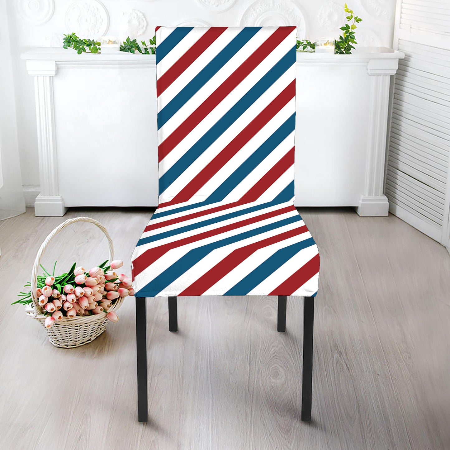 USA Patriotic Striped Pattern Print Dining Chair Slipcover