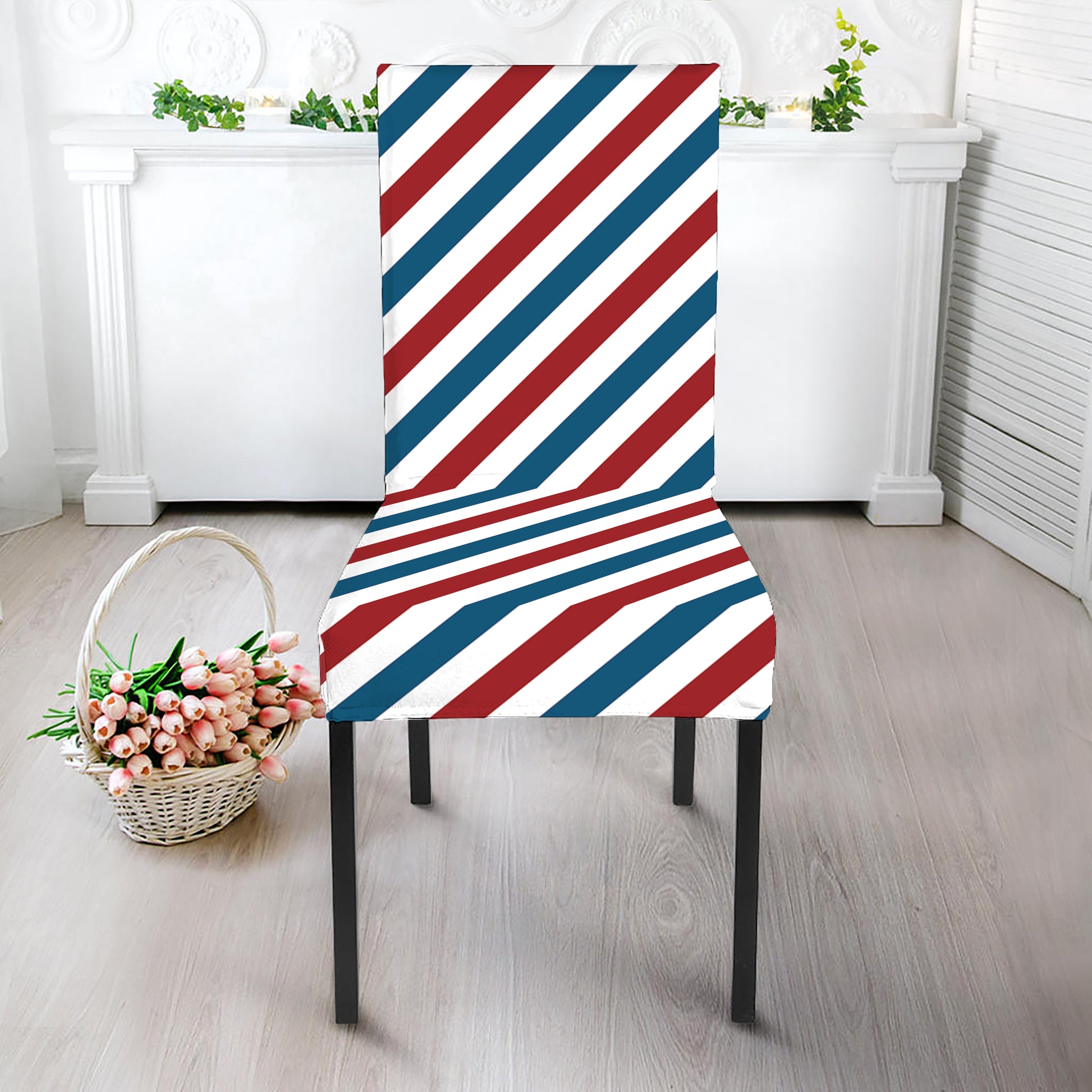 USA Patriotic Striped Pattern Print Dining Chair Slipcover