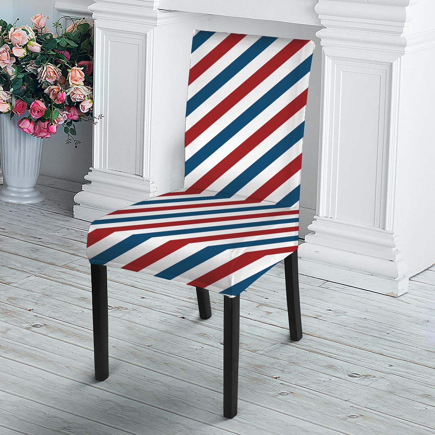 USA Patriotic Striped Pattern Print Dining Chair Slipcover