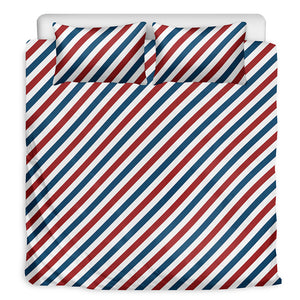 USA Patriotic Striped Pattern Print Duvet Cover Bedding Set