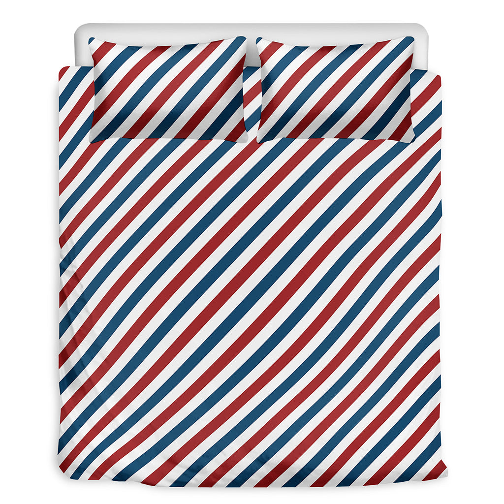 USA Patriotic Striped Pattern Print Duvet Cover Bedding Set