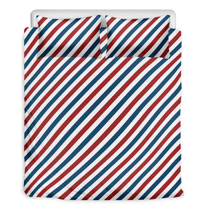 USA Patriotic Striped Pattern Print Duvet Cover Bedding Set