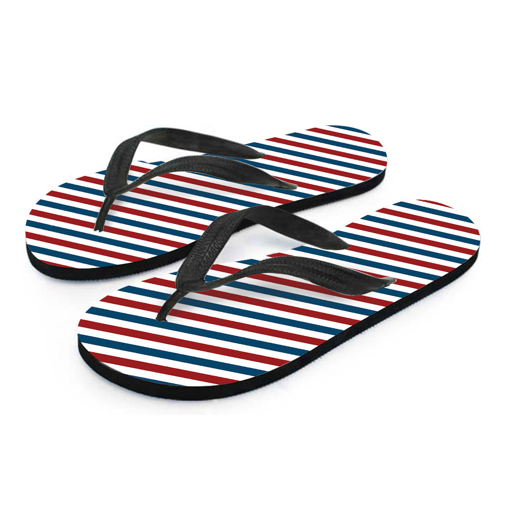 USA Patriotic Striped Pattern Print Flip Flops