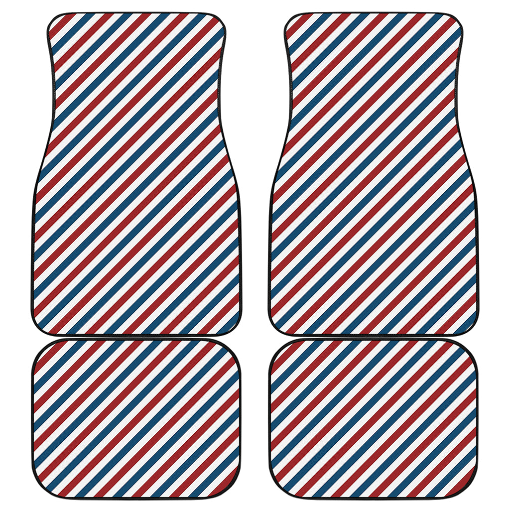 USA Patriotic Striped Pattern Print Front and Back Car Floor Mats