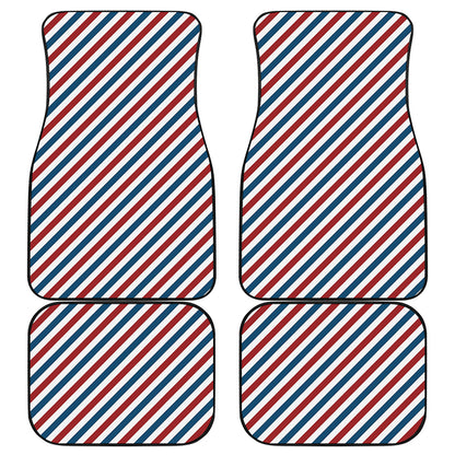 USA Patriotic Striped Pattern Print Front and Back Car Floor Mats