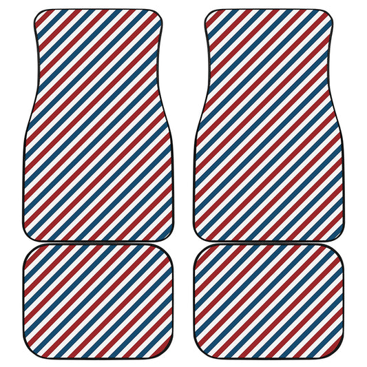USA Patriotic Striped Pattern Print Front and Back Car Floor Mats