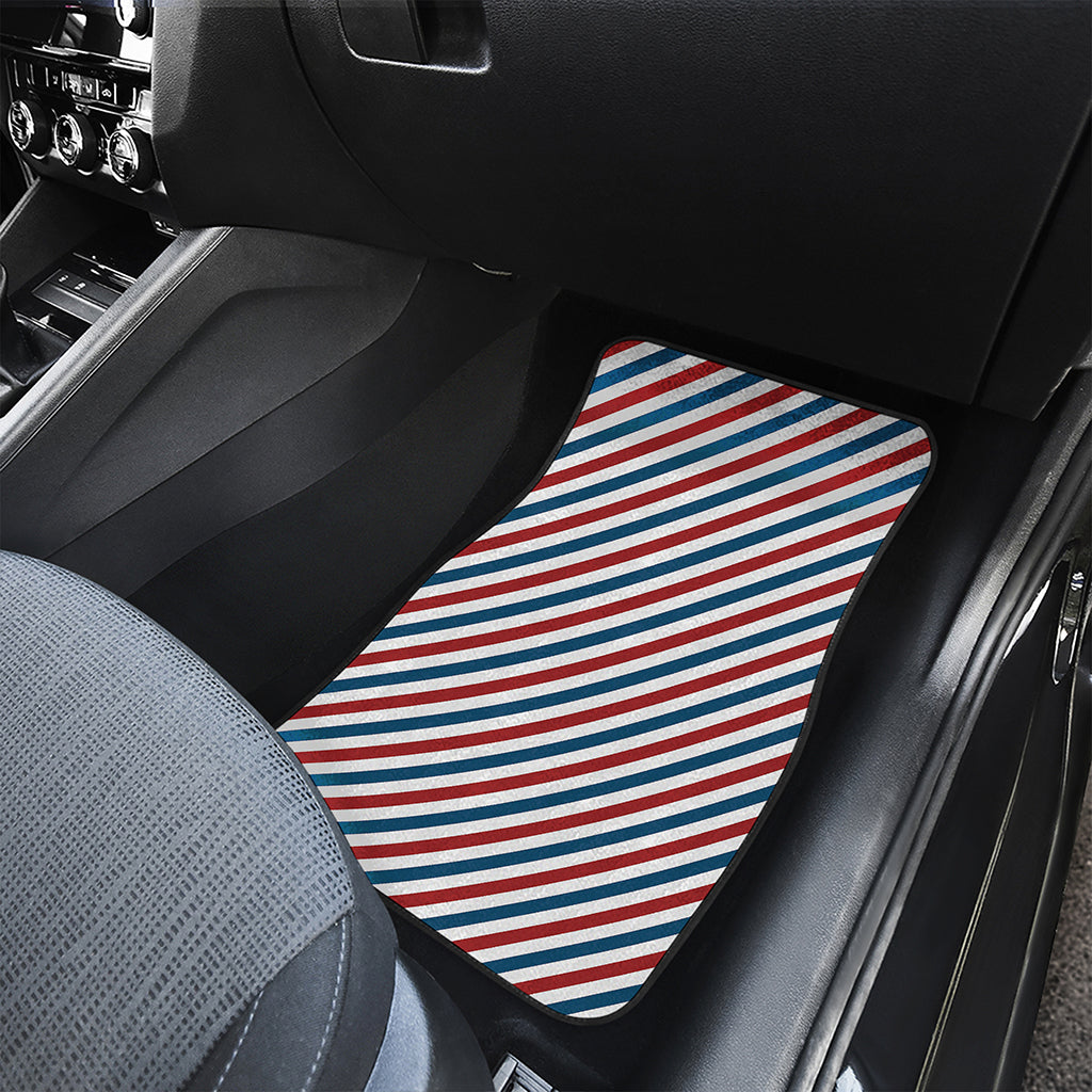 USA Patriotic Striped Pattern Print Front and Back Car Floor Mats