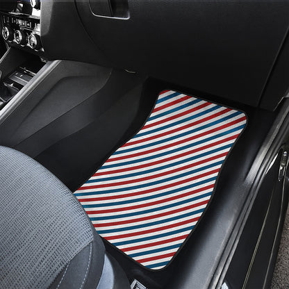 USA Patriotic Striped Pattern Print Front and Back Car Floor Mats