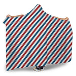 USA Patriotic Striped Pattern Print Hooded Blanket