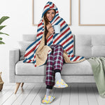 USA Patriotic Striped Pattern Print Hooded Blanket