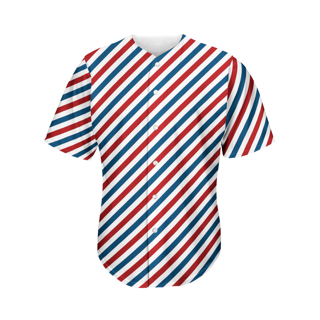 USA Patriotic Striped Pattern Print Men's Baseball Jersey