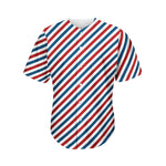 USA Patriotic Striped Pattern Print Men's Baseball Jersey