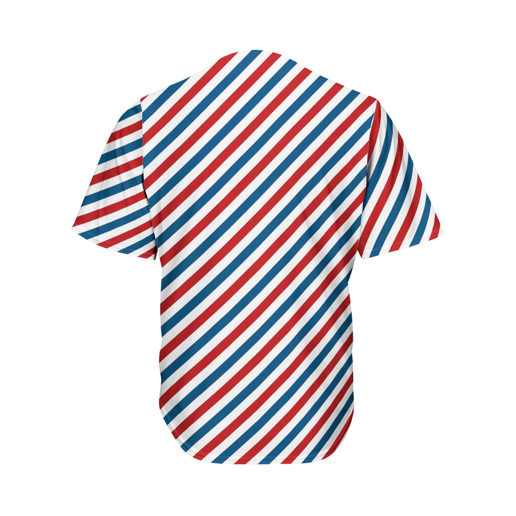 USA Patriotic Striped Pattern Print Men's Baseball Jersey