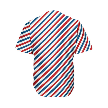 USA Patriotic Striped Pattern Print Men's Baseball Jersey