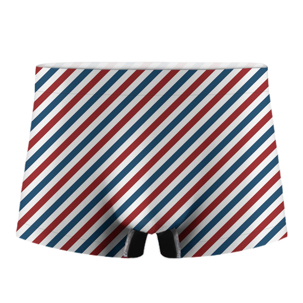 USA Patriotic Striped Pattern Print Men's Boxer Briefs