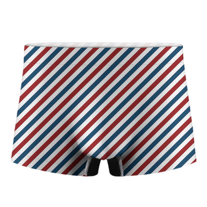 USA Patriotic Striped Pattern Print Men's Boxer Briefs