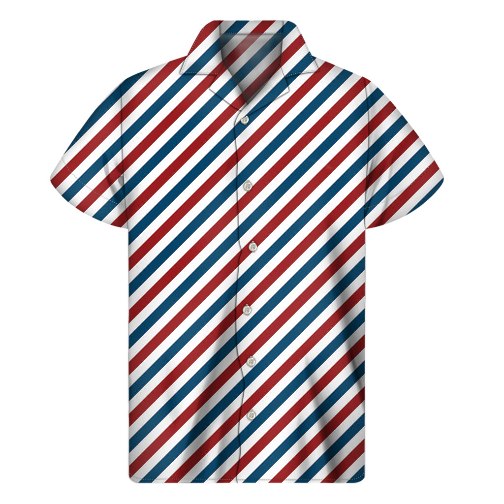 USA Patriotic Striped Pattern Print Men's Short Sleeve Shirt