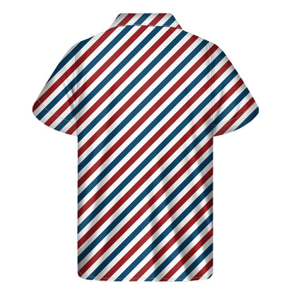 USA Patriotic Striped Pattern Print Men's Short Sleeve Shirt