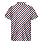 USA Patriotic Striped Pattern Print Men's Short Sleeve Shirt
