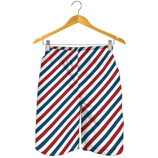 USA Patriotic Striped Pattern Print Men's Shorts