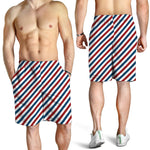 USA Patriotic Striped Pattern Print Men's Shorts