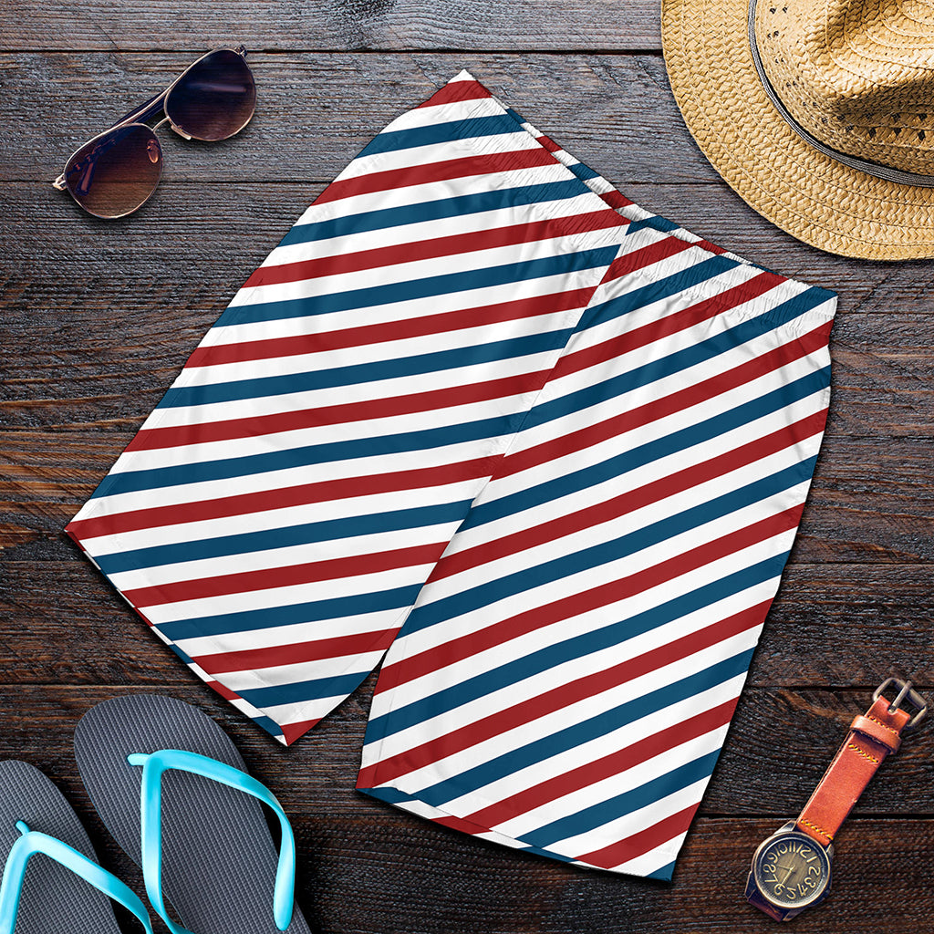 USA Patriotic Striped Pattern Print Men's Shorts