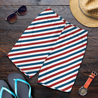 USA Patriotic Striped Pattern Print Men's Shorts